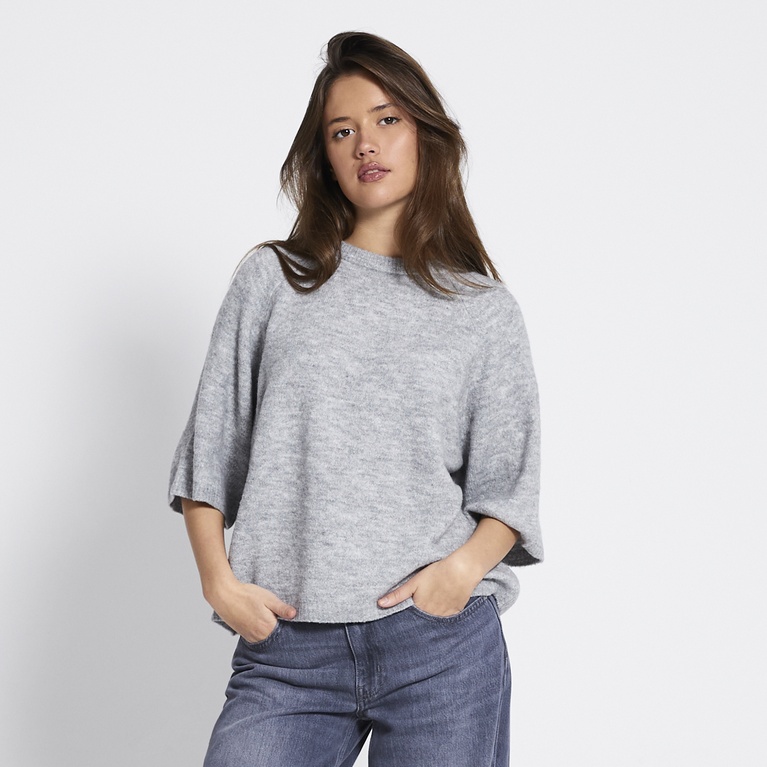 Basic knit tee "Everly" Grey Melange